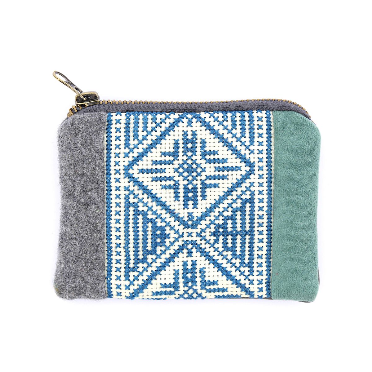 Tribalogy Coin Case Blue On White Embroidery