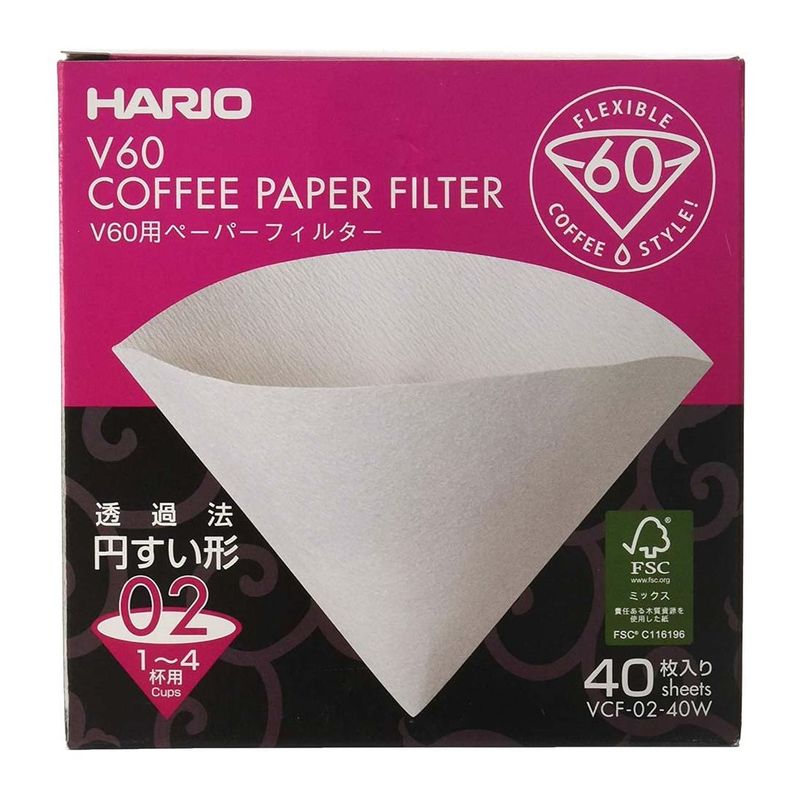 Hario Paper Filter For 02 Dripper White 40Pcs White