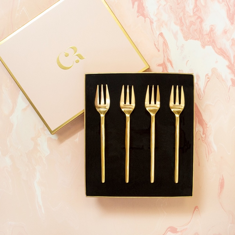 Cristina Re Moderne Cake Forks 24ct Gold Plated (Set of 4)