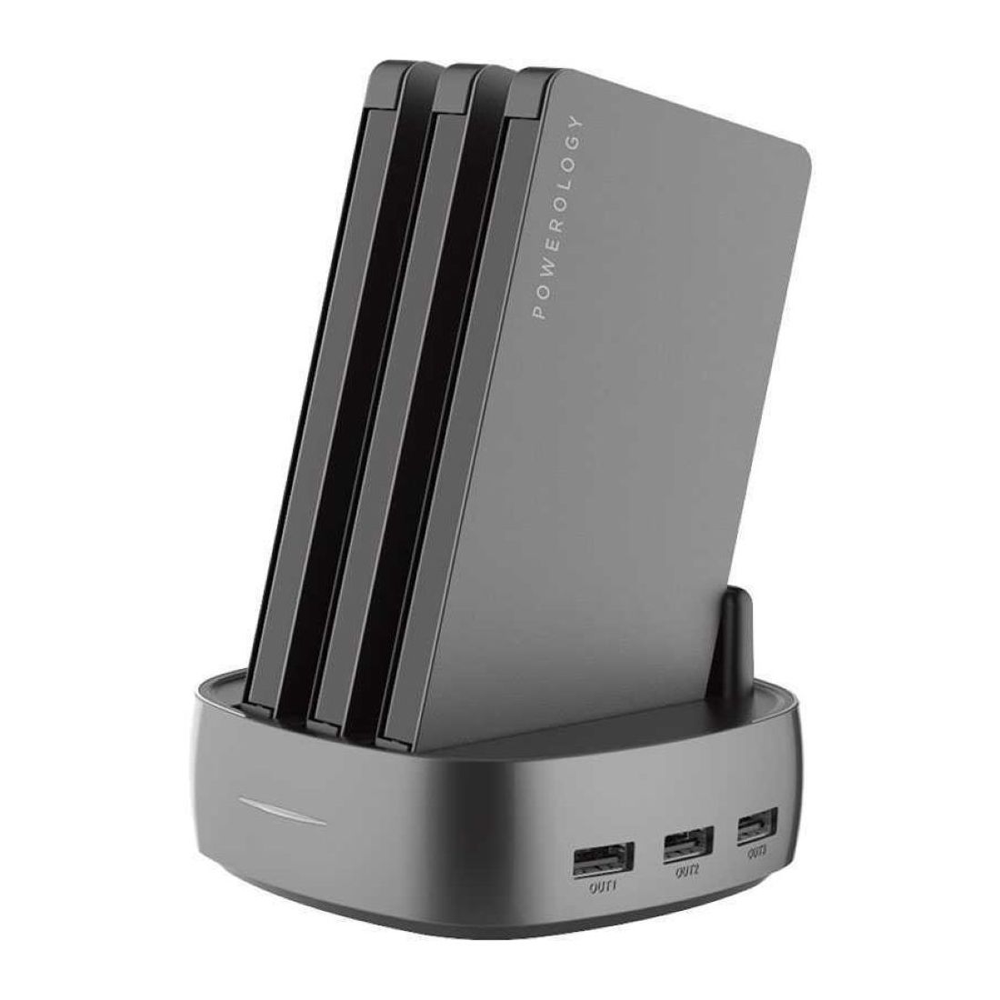 Powerology 3-In-1 8000mAh Power Station with Built-In Cable Black