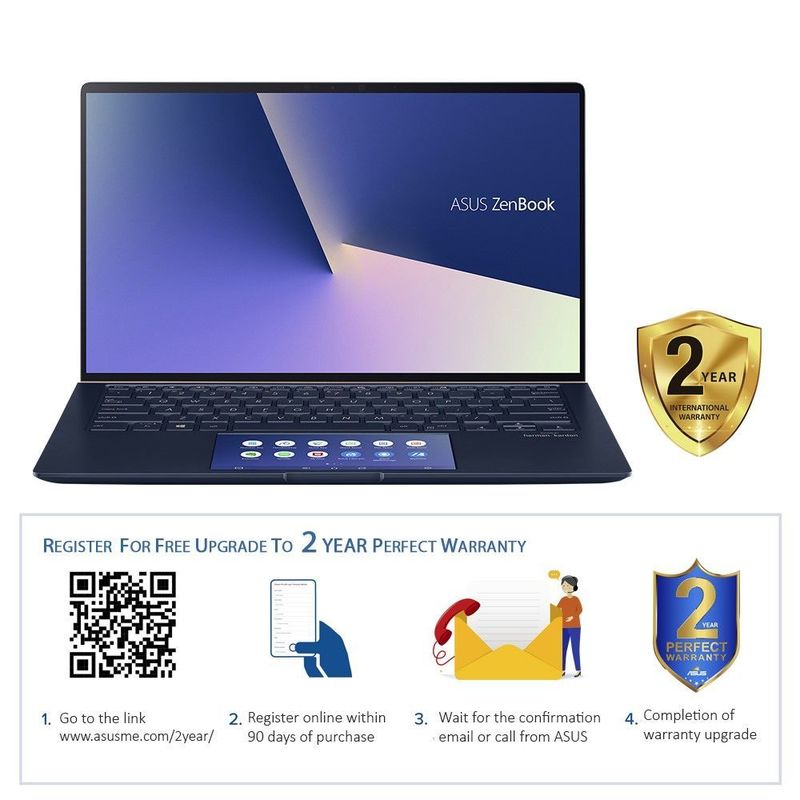 ASUS ZenBook UX434FLC-Ai134TS Laptop i7-10510U/16GB/1TB SSD/NVIDIA GeForce MX250 2GB/14 FHD/Windows 10/Royal Blue