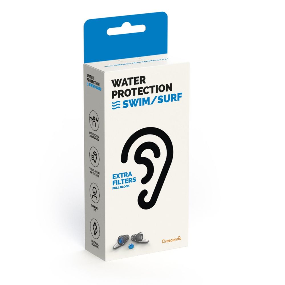 Crescendo Swim & Surf Hearing Protection Reusable Ear Plugs (Eco Box)