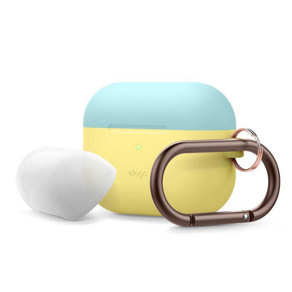 Elago Duo Hang Case Top Coral Blue/Nightglow Blue Bottom Creamy Yellow for AirPods Pro