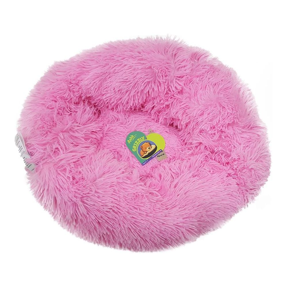 Nutrapet Grizzly Velor Plush Round Pet Bed Pink Large - 71 x 20 cm