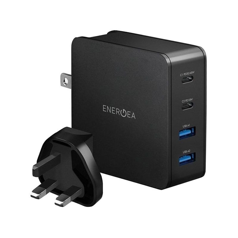 Energea Travelite PD66 2 USB-C PD + 2 USB-A QC3.0 66W Black Wall Charger
