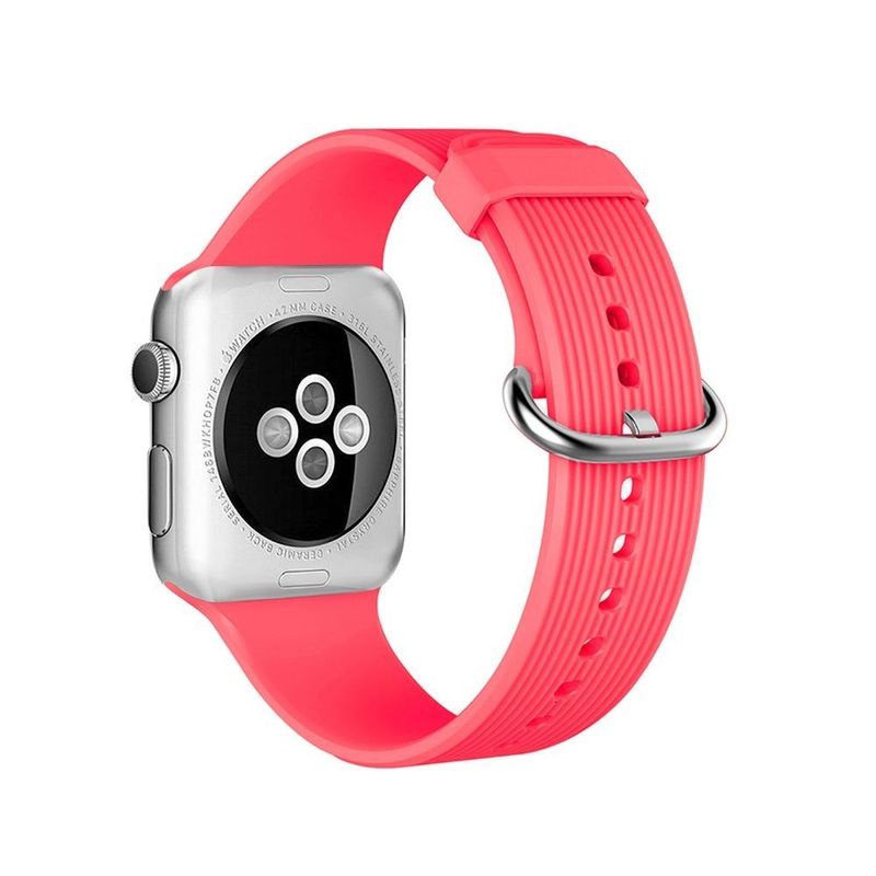 Promate Silica-38 Pink Lightweight Contoured Silicon Watch Strap with Single Tour Deployment Buckle for 38mm Apple Watch (Compatible with Apple Watch 38/40/41mm)