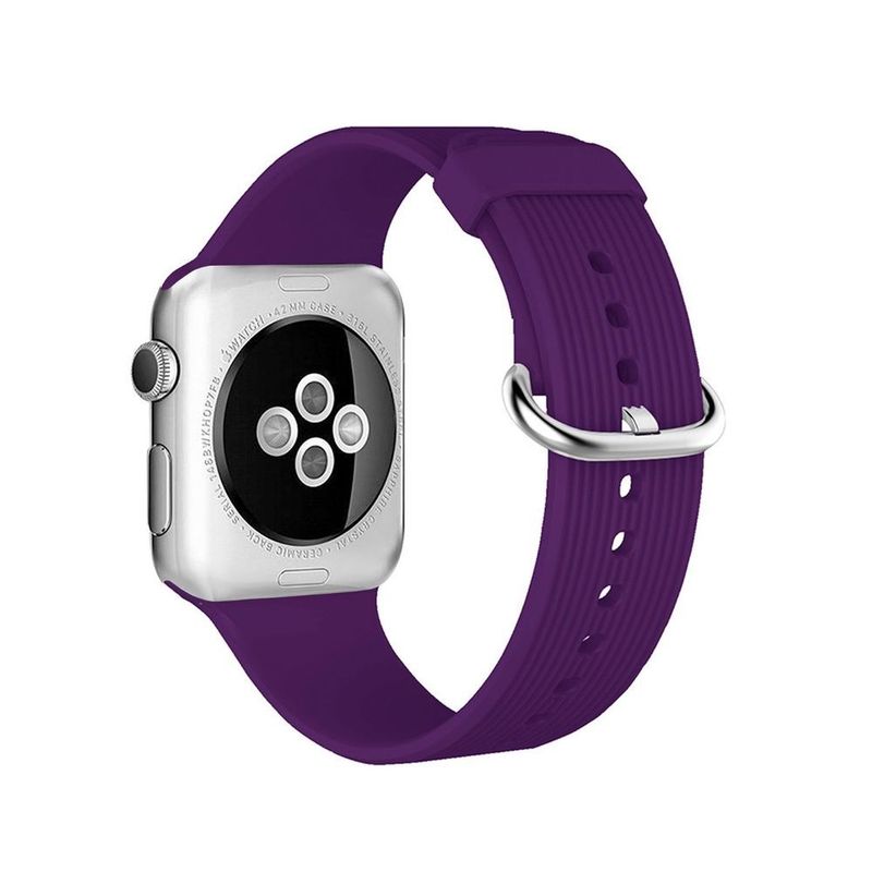 Promate Silica-38 Purple Lightweight Contoured Silicon Watch Strap with Single Tour Deployment Buckle for 38mm Apple Watch (Compatible with Apple Watch 38/40/41mm)