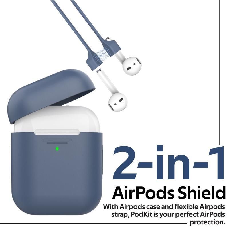 Promate PodKit Navy Protective Case and Strap Kit for AirPods