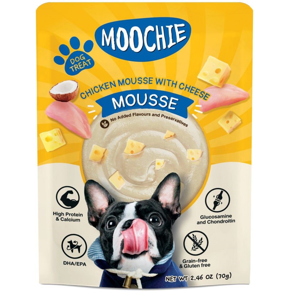 Moochie Dog Mousse - Chicken with Cheese Pouch 12 x 70 g