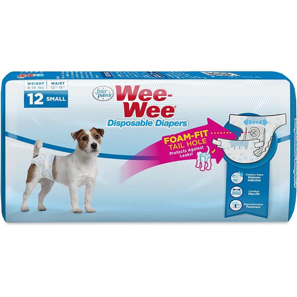Four Paws Wee-Wee Disposable Diapers - 12 Pack Small