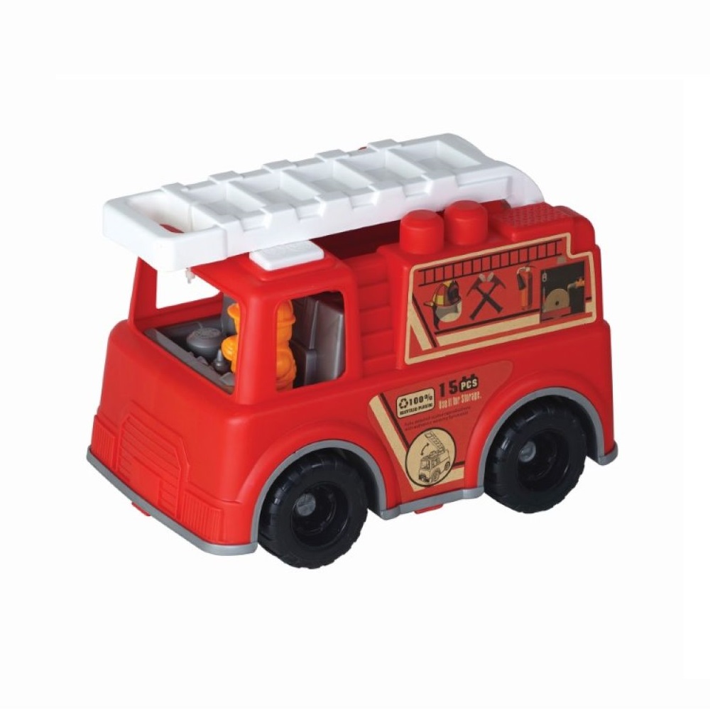 Roll Up Kids Eco Friendly Fire Engine 2 Bricks Vehicle (15 Pcs)