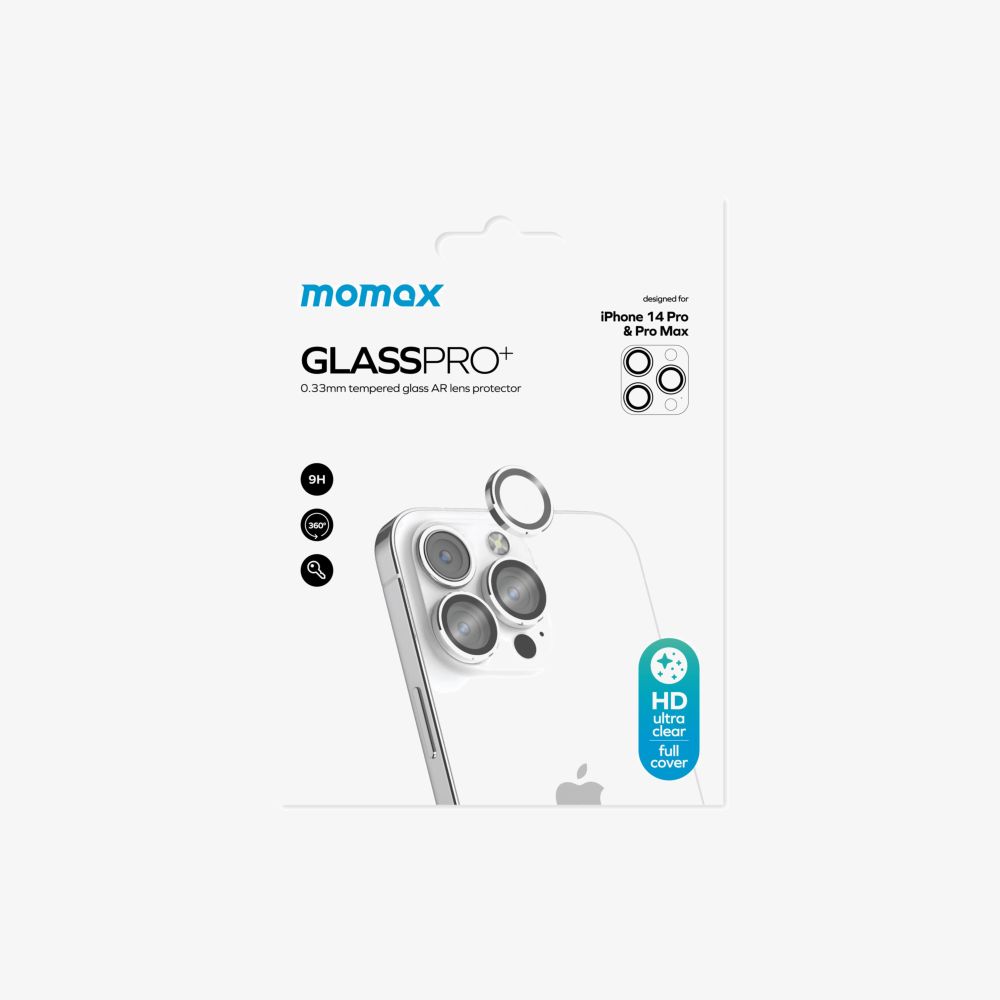 Momax Glasspro+ Tempered Glass AR Lens Protector For Iphone 14 Pro & Pro Max - Silver