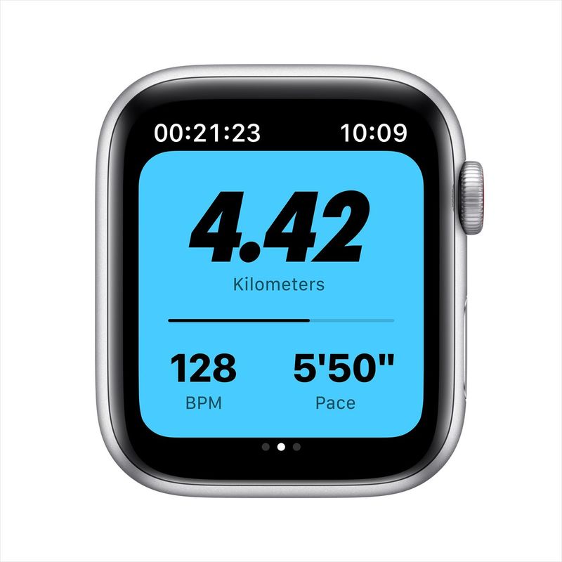 Apple Watch Nike SE GPS + Cellular 44mm Silver Aluminium Case with Pure Platinum/Black Nike Sport Band Regular