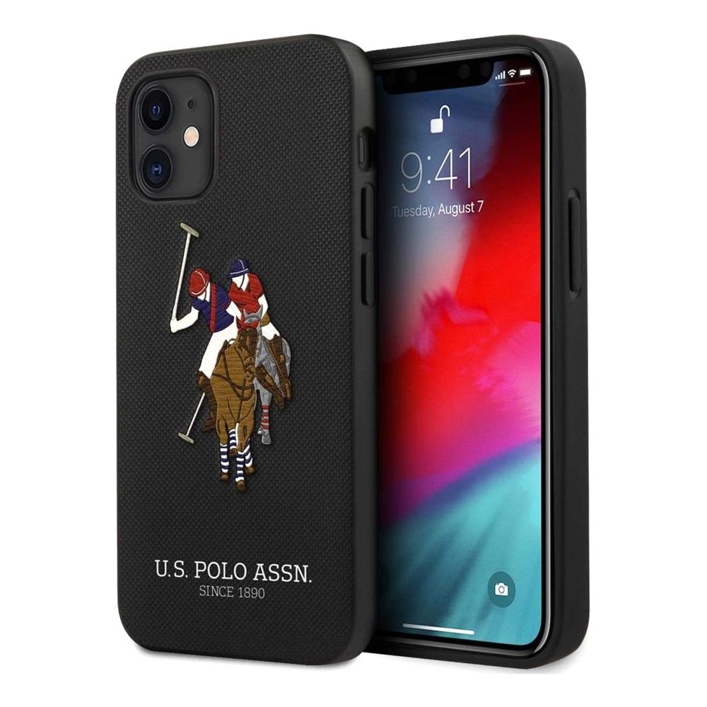 US Polo Assn Pu Hard Case Polo Embroidery Black for iPhone 12 Pro Max