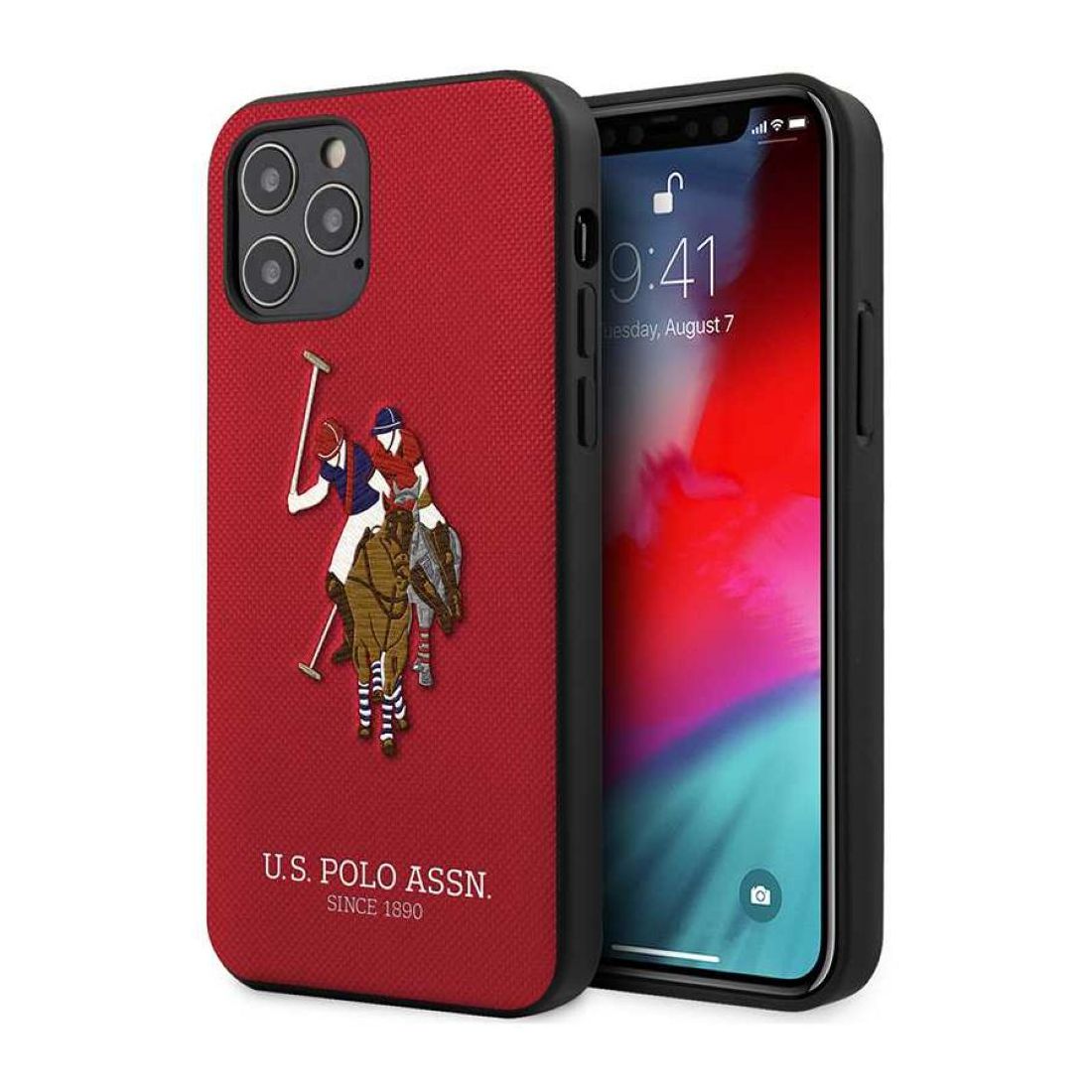 US Polo Assn Pu Hard Case Polo Embroidery Red for iPhone 12 Pro Max