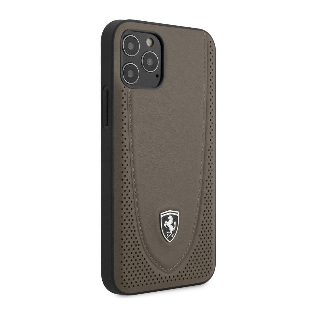 Ferrari Off Track Genuine Leather Hard Case Brown for iPhone 12 Pro/12