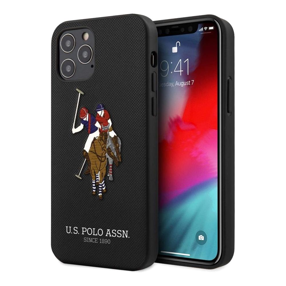 US Polo Assn Pu Hard Case Polo Embroidery Black for iPhone 12 Pro/12