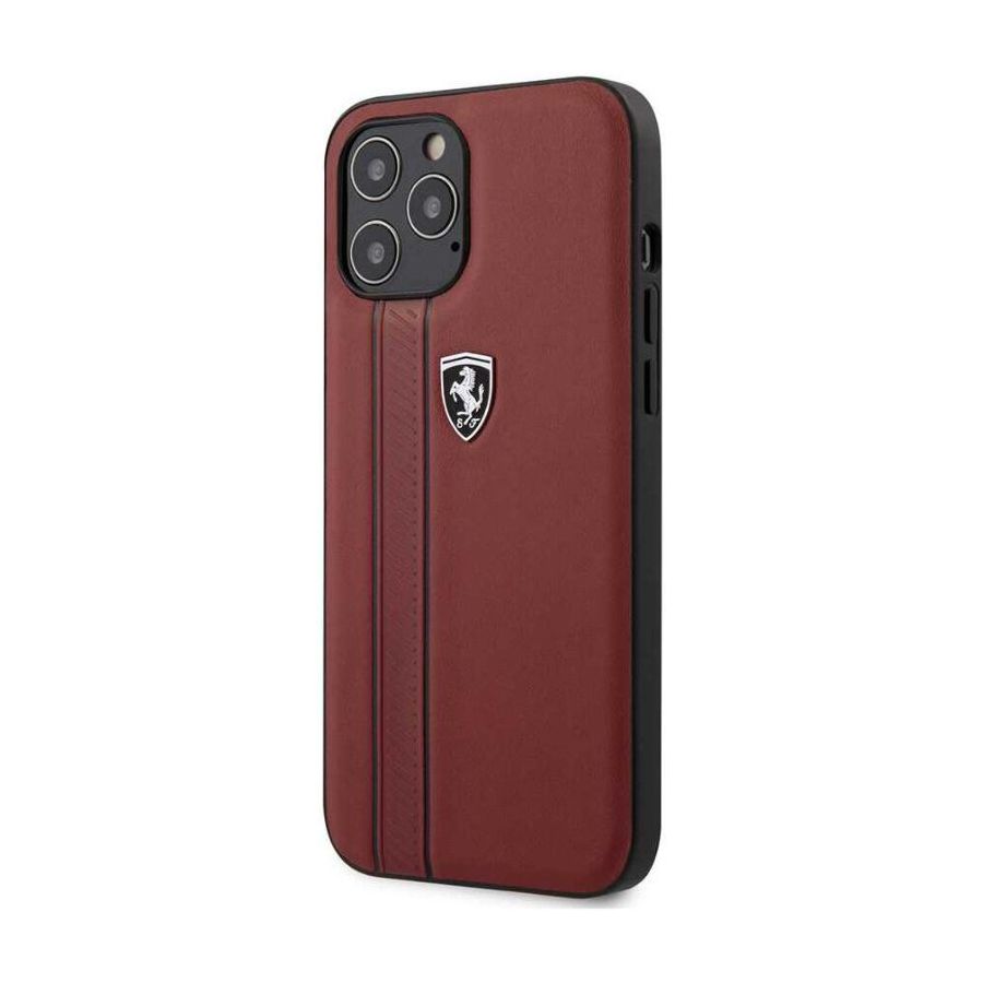 Ferrari Off Track Genuine Leather Hard Case Red for iPhone 12 Pro/12