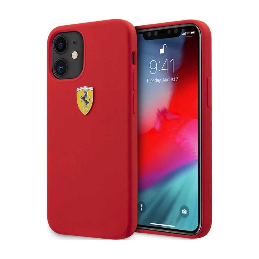 Ferrari On Track Liquid Silicone Case Metal Logo Red for iPhone 12 Mini