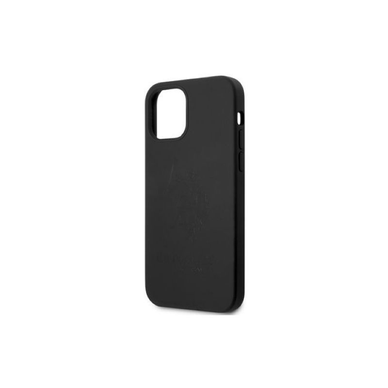 US Polo Assn Liquid Silicone Hard Case Black for iPhone 12 Mini