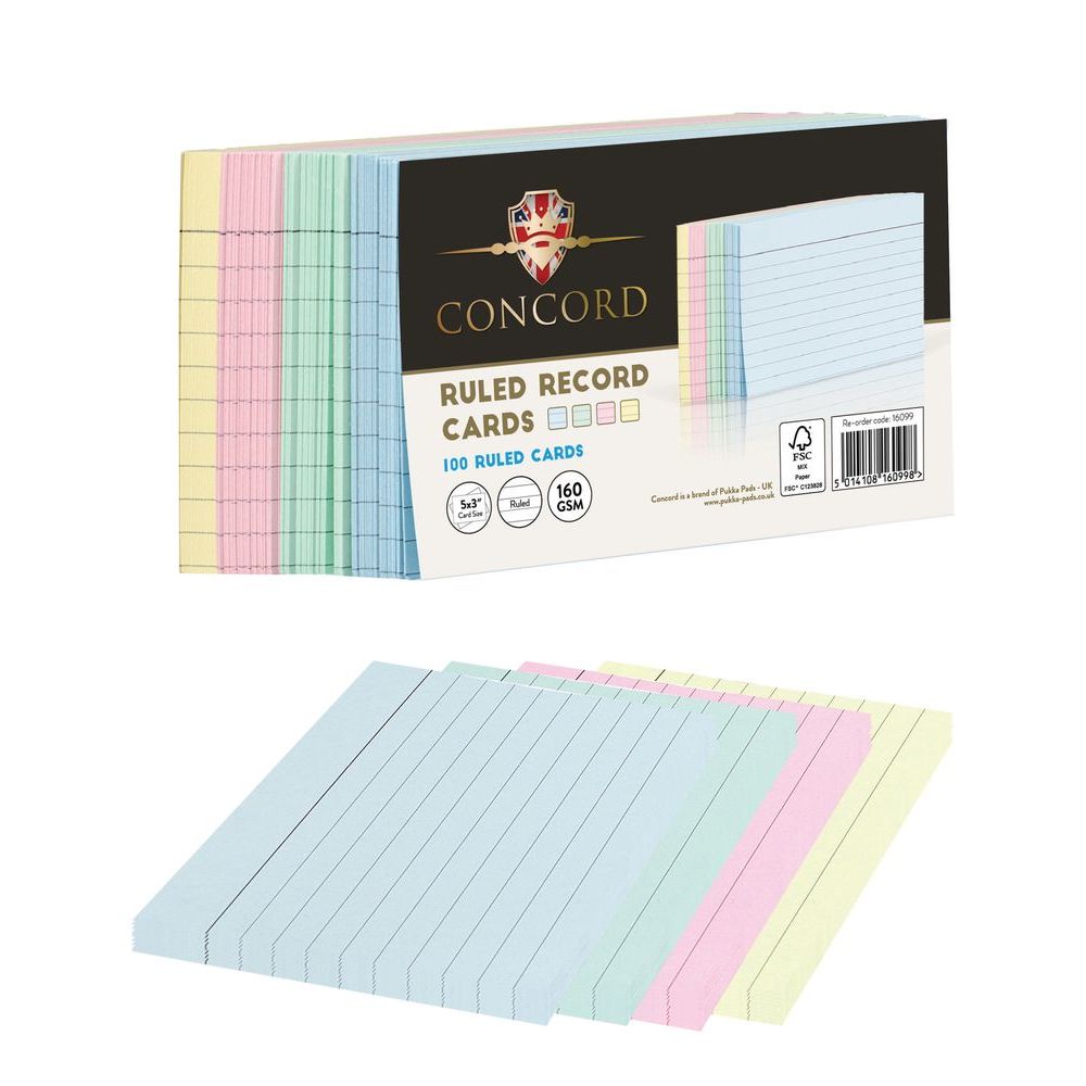 Pukka Pads Concord Record Card Ruled 5x3 cm (Assorted - Includes 1)