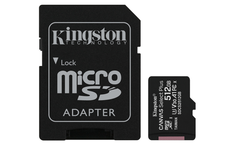 Kingston 512GB microSDXC Canvas Select Plus 100R A1 C10 Card + Adapter