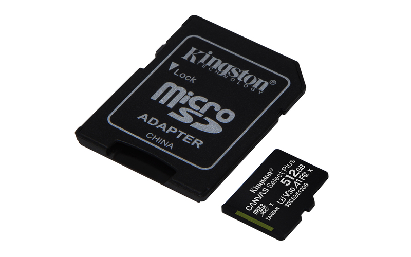 Kingston 512GB microSDXC Canvas Select Plus 100R A1 C10 Card + Adapter