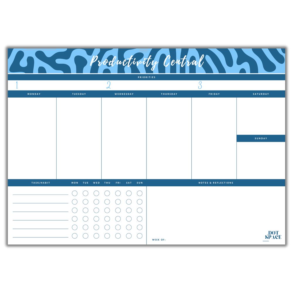 DOTSPACE Productivity Central Weekly Planner Notepad