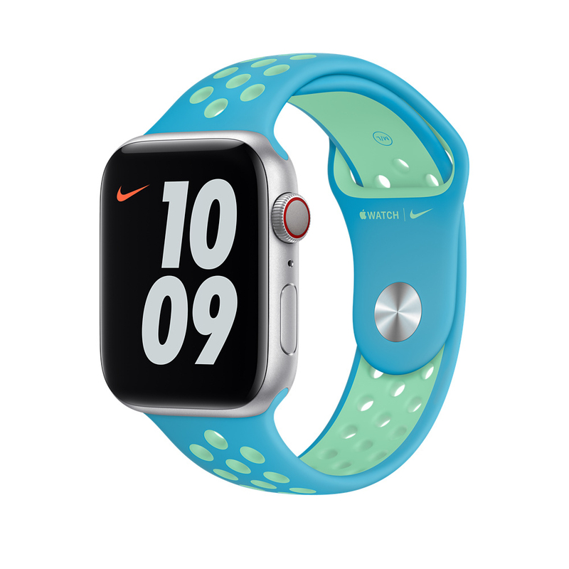 Apple 44mm Chlorine Blue/Green Glow Nike Sport Band Regular (Compatible with Apple Watch 42/44/45mm)