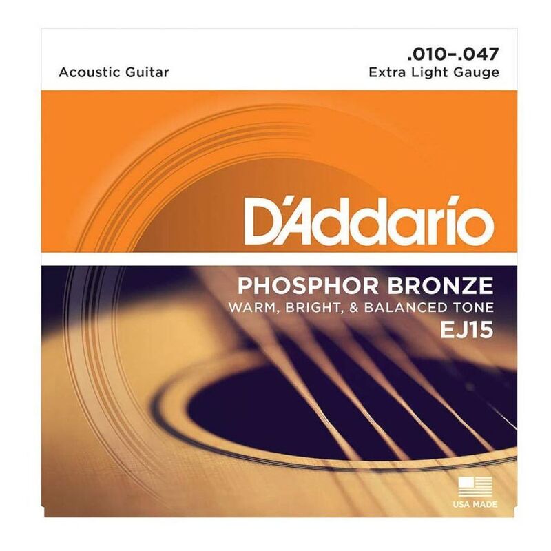 D'Addario Acoustic Guitar Strings Phosphor Bronze Extra Light (10 - 47)