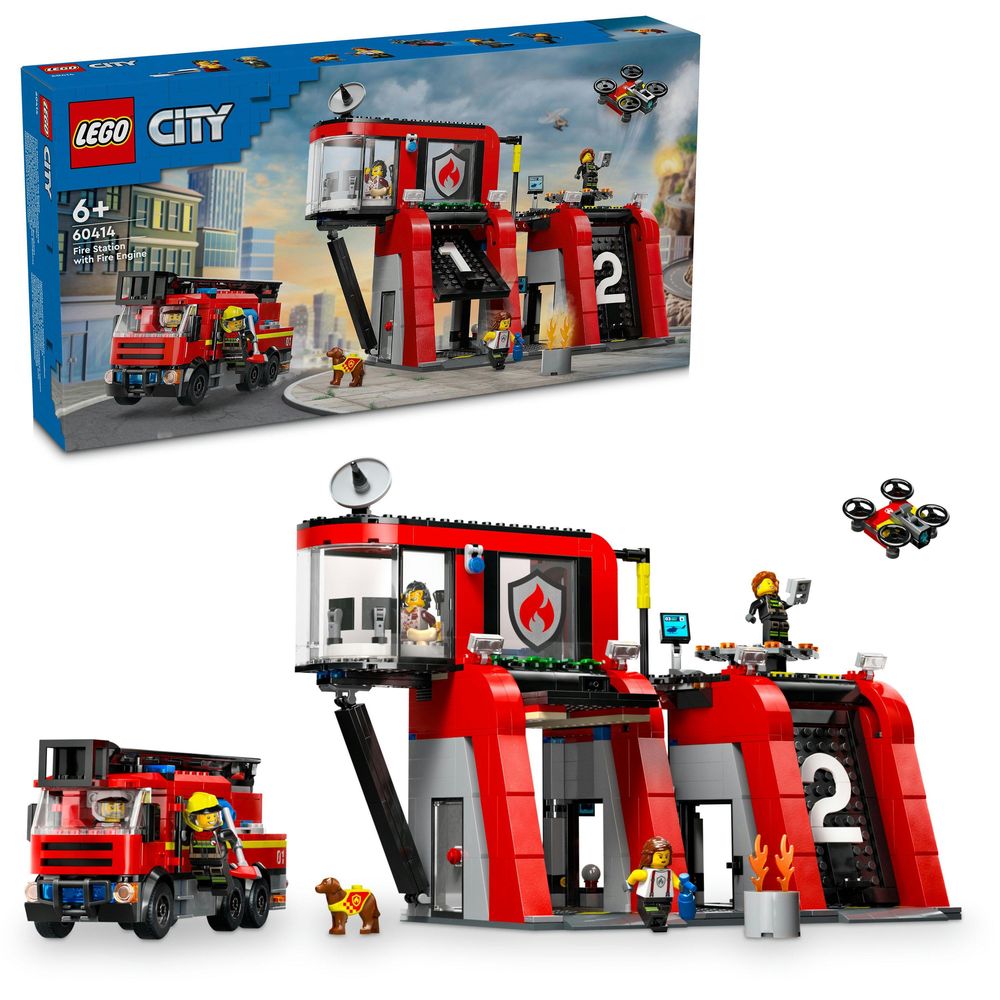 LEGO City Fire Station With Fire Engine 60414 (843 Pieces)
