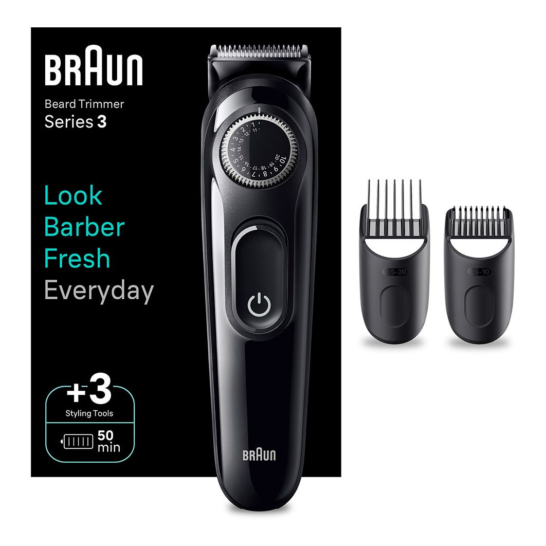 Braun BT 3410 Beard Trimmer 3 With Precision Wheel/3 Styling Tools/50 Mins Runtime