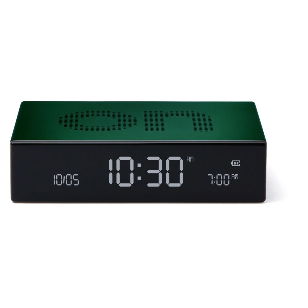 Lexon Flip Premium Reversible Lcd Alarm Clock-Dark Green