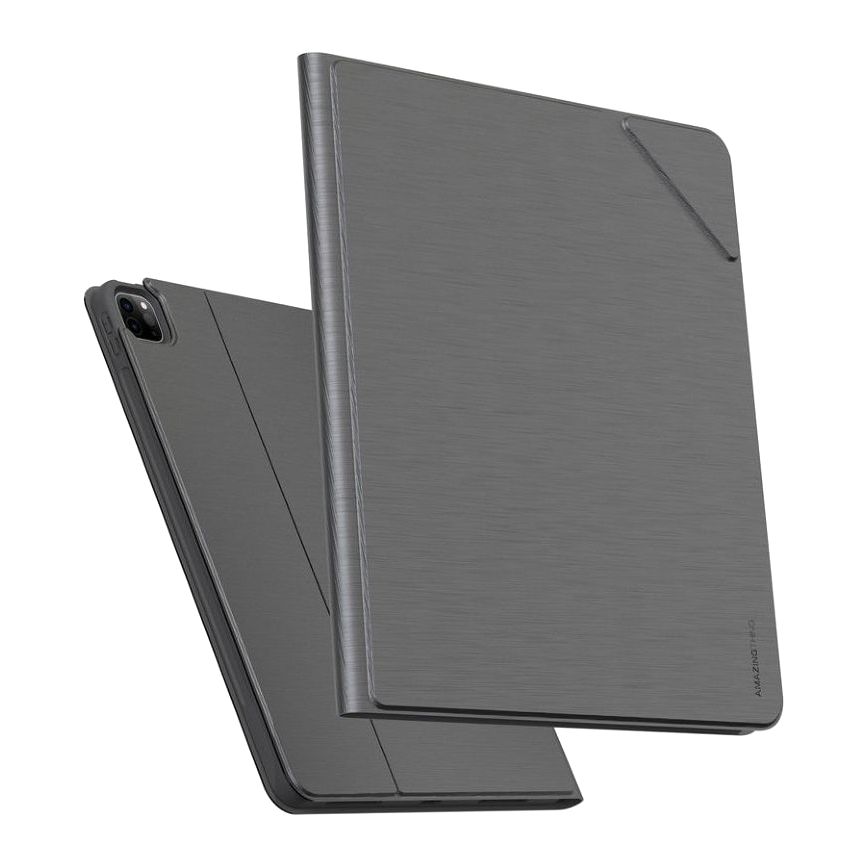 Amazing Thing Anti-Bacterial Opal Metal Finish Folio Case for iPad Pro 12.9 2021 Dark Gray