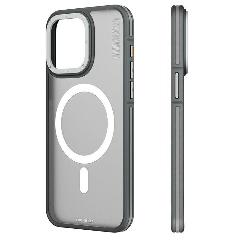 Youngkit Skin Feel Rock Sand MagSafe Case For iPhone 15 Pro Max - Grey