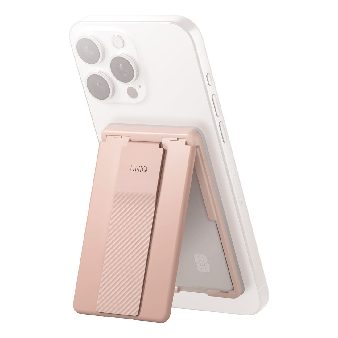 UNIQ Heldro ID Magnetic Card Holder With Grip-Band And Stand - Blush