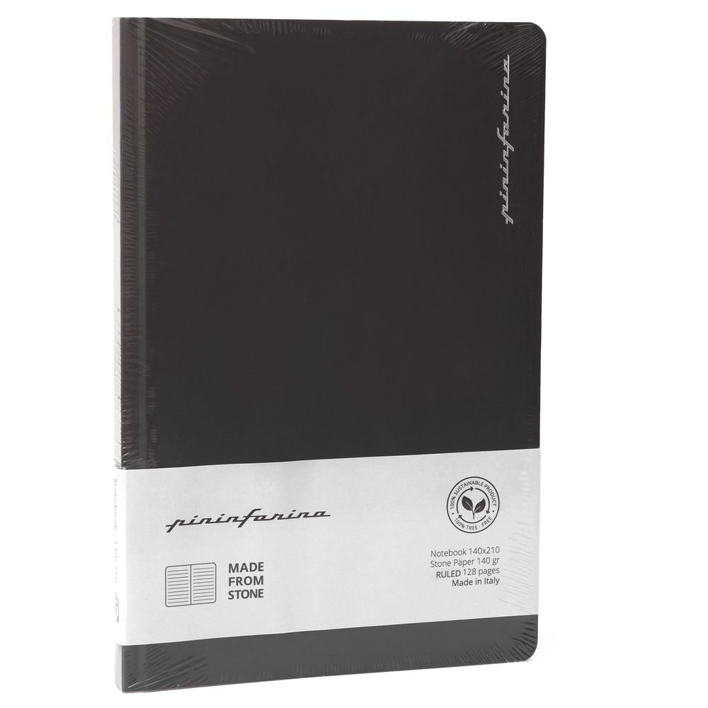 Pininfarina Segno Notebook Stone Paper Black/Ruled Stone Paper Notebook