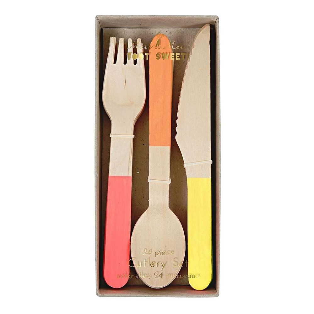 Meri Meri Neon Wooden Cutlery Set 143461/45-2150