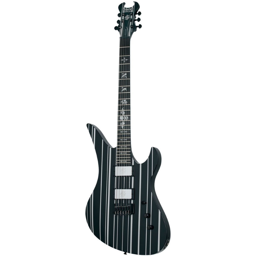 Schecter 1747 Electric Guitar Synyster Custom HT - Gloss Black With Silver Pin Stripes