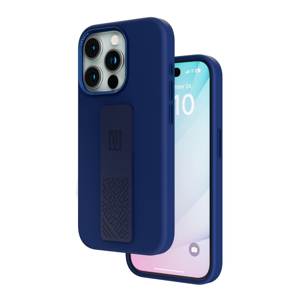 Levelo Morphix Silicone Case With Silicone Grip For iPhone 15 Pro Max - Deep Blue