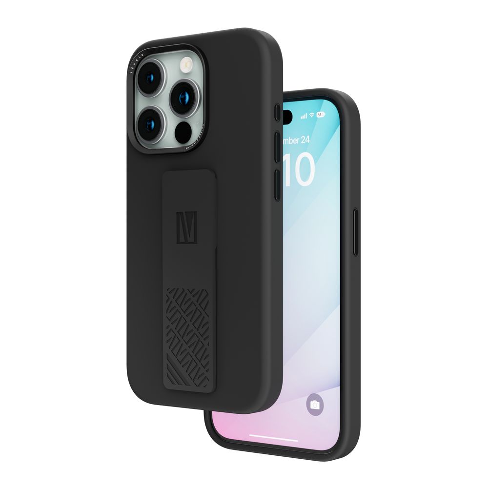 Levelo Morphix Silicone Case With Silicone Grip For iPhone 15 Pro - Black