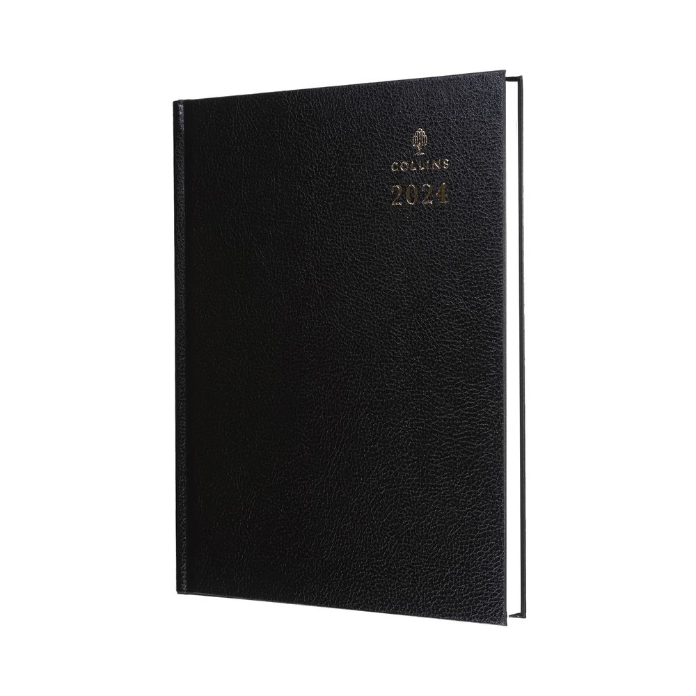 Collins Debden Desk Calendar Year 2024 A4 Day-To-Page Business Diary - Black