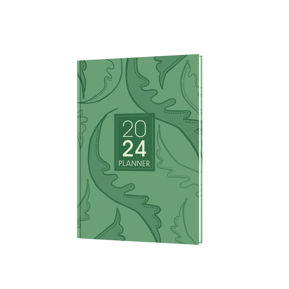 Collins Debden Viridian Calendar Year 2024 A5 Week-To-View Diary - Green Leaf