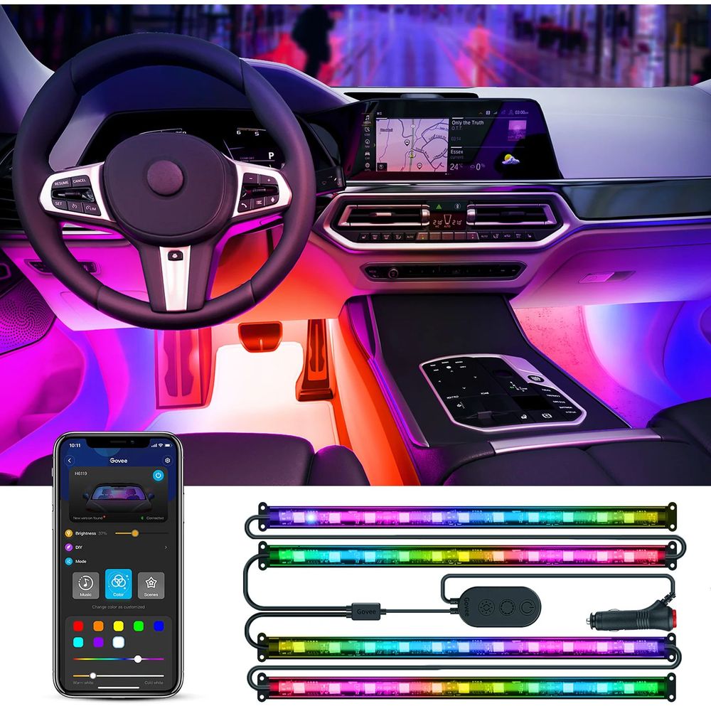 Govee RGBIC Interior Car Lights (App + Remote Control)