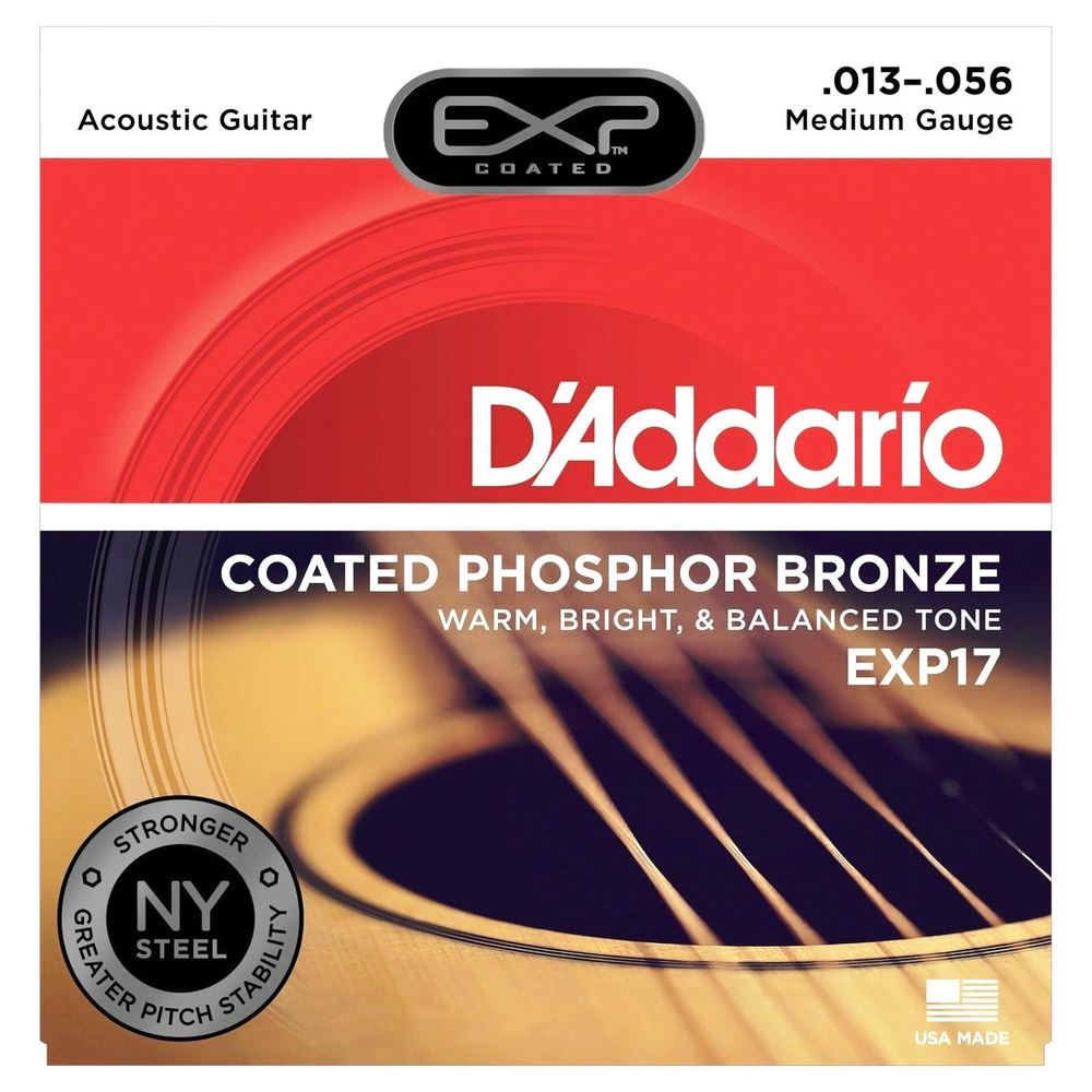 D'Addario Acoustic Guitar String EXP17 Coated Phosphor Wound Bronze - Medium 13-56