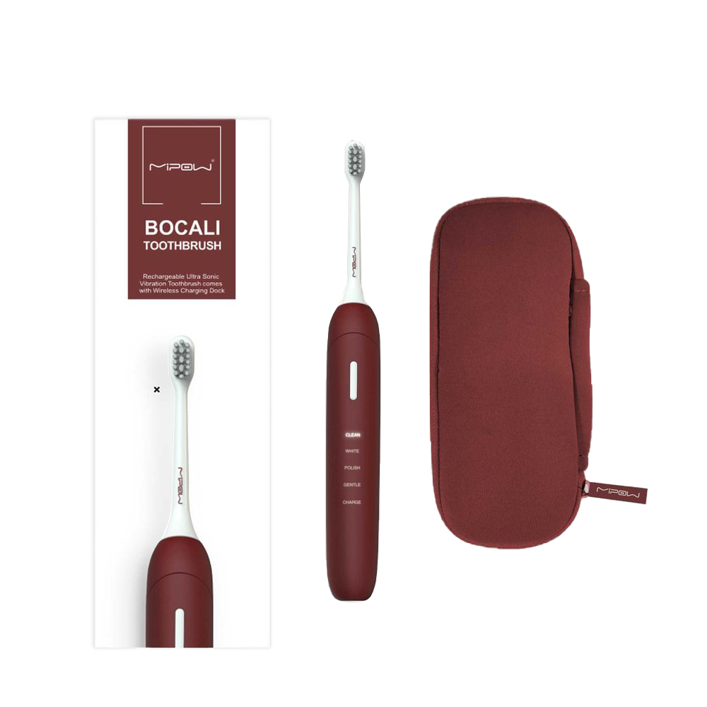 Bocali Sonic Rechargeable Electric Waterproof Toothbrush Red