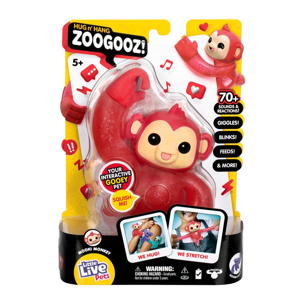 Moose Toys Little Live Pets Hug N Hang Zoogooz Mookie Monkey Toy