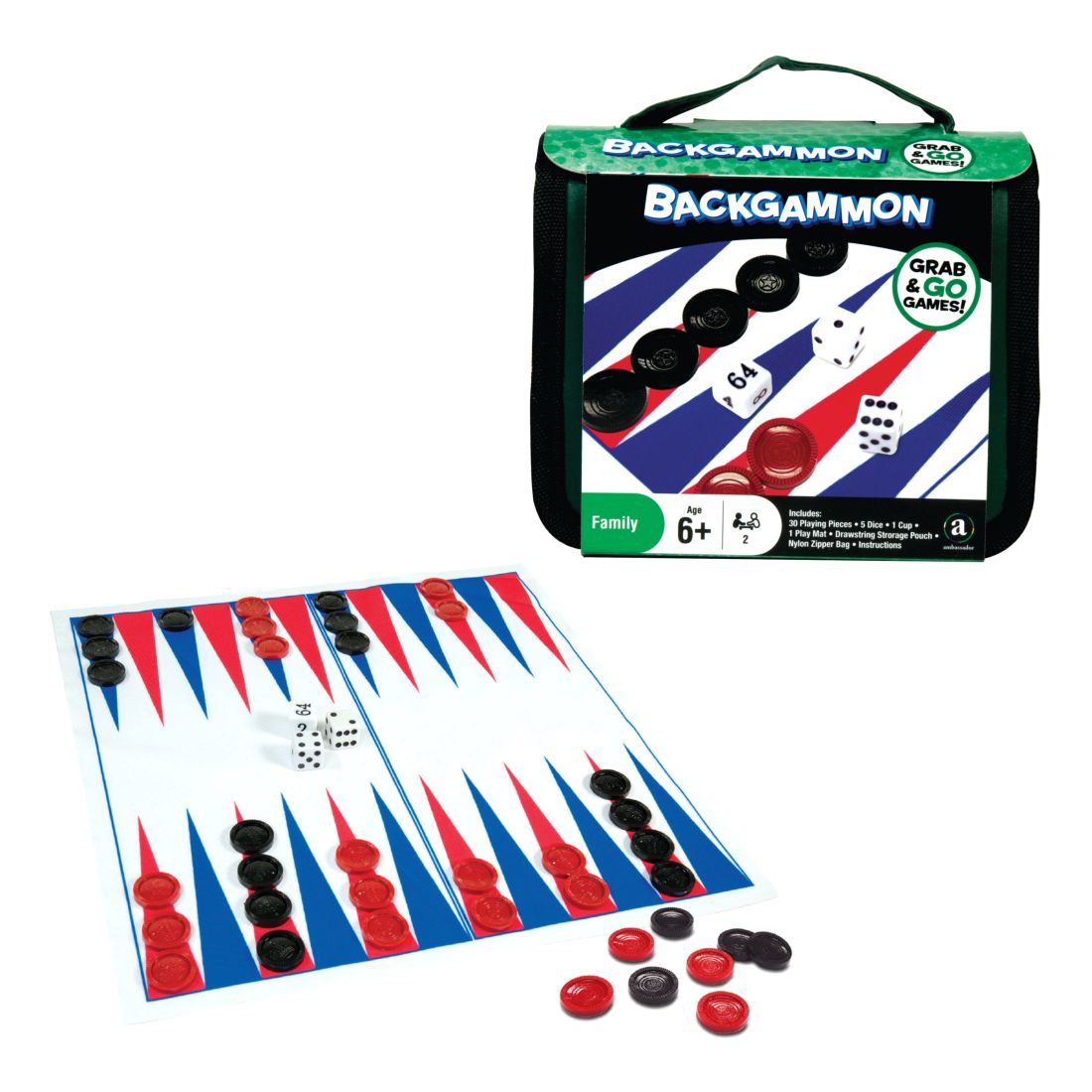 Merchant Ambassador Grab & Go Games Travel Backgammon Game