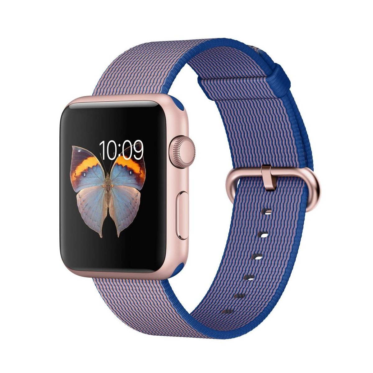 Apple Watch 42mm Rose Gold Aluminium Case With Royal Blue Woven Nylon