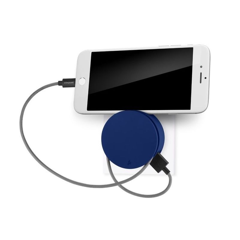 Usbepower Aero Mini Blue Wall Charger With Cable Winder & Phone Stand